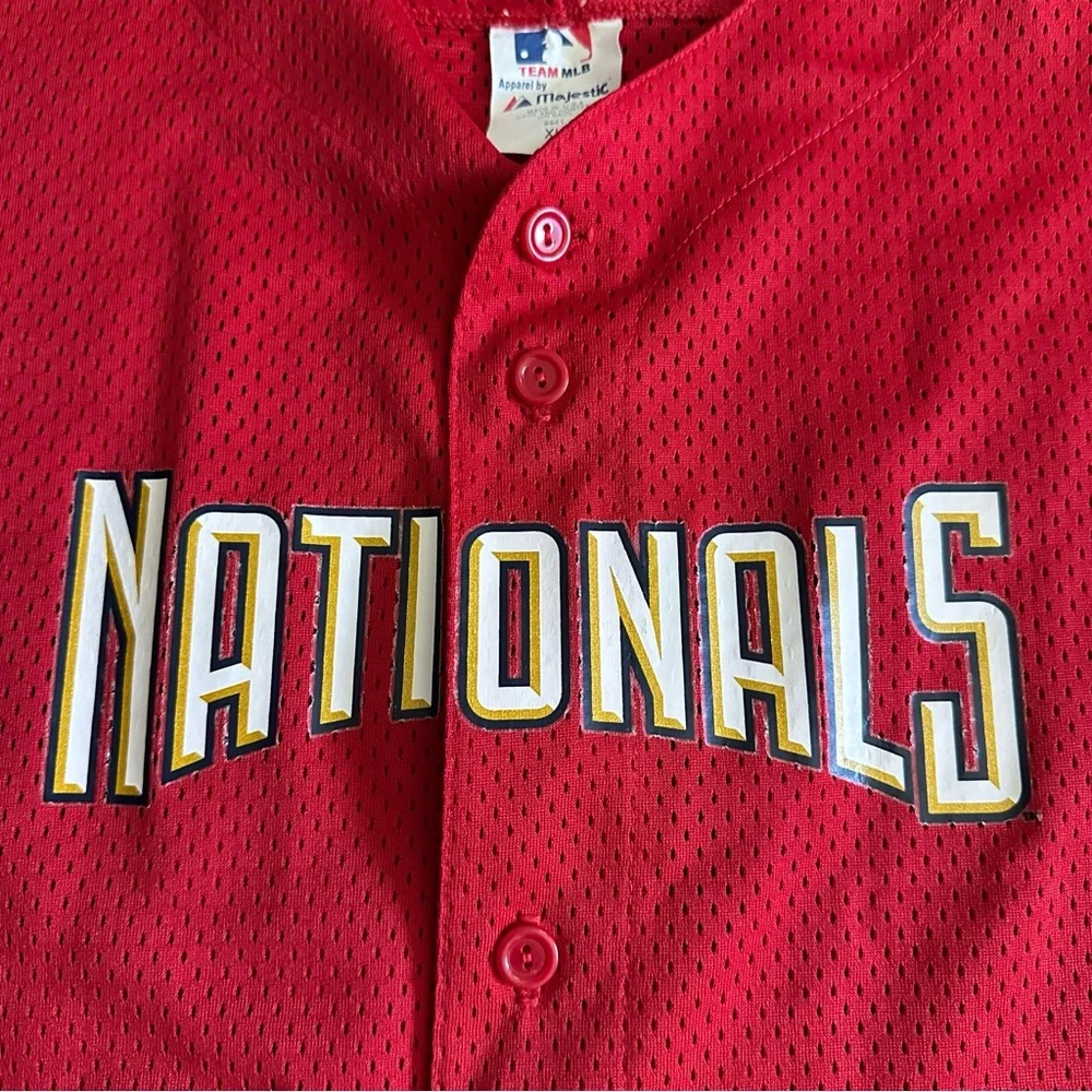 VTG Y2K Majestic Washington Nationals MLB Red Mesh Jersey Boys Youth XL Made USA